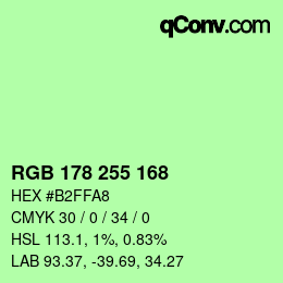 Color code: RGB 178 255 168 | qconv.com