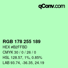 Color code: RGB 178 255 189 | qconv.com