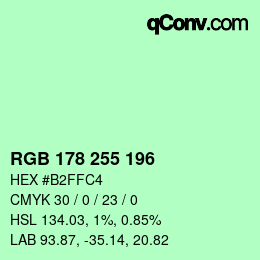 Color code: RGB 178 255 196 | qconv.com