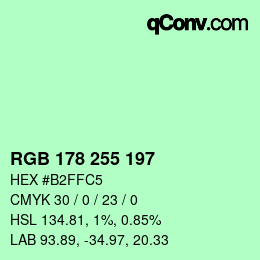 Color code: RGB 178 255 197 | qconv.com