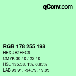 Color code: RGB 178 255 198 | qconv.com