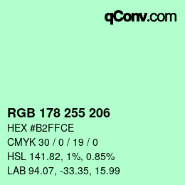 Color code: RGB 178 255 206 | qconv.com