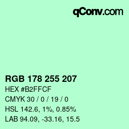 Color code: RGB 178 255 207 | qconv.com