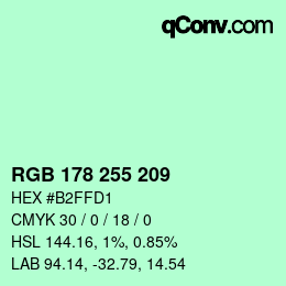 Color code: RGB 178 255 209 | qconv.com