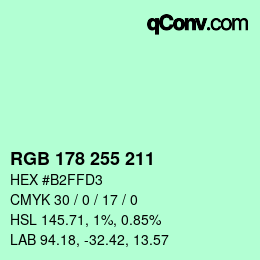 Color code: RGB 178 255 211 | qconv.com