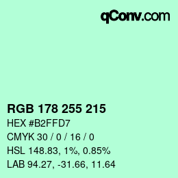 Color code: RGB 178 255 215 | qconv.com