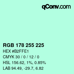 Color code: RGB 178 255 225 | qconv.com