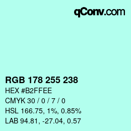 Color code: RGB 178 255 238 | qconv.com