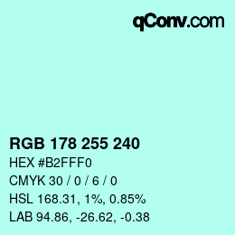 Color code: RGB 178 255 240 | qconv.com