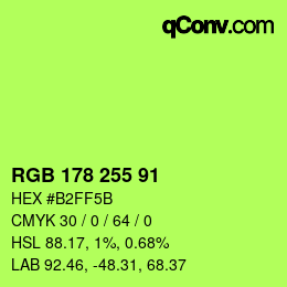 Color code: RGB 178 255 91 | qconv.com