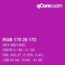 カラーコード: RGB 178 26 172 | qconv.com