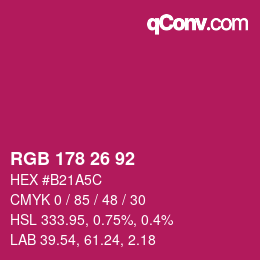 颜色代码: RGB 178 26 92 | qconv.com