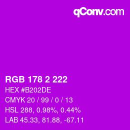 颜色代码: RGB 178 2 222 | qconv.com