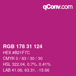 颜色代码: RGB 178 31 124 | qconv.com