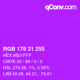 Color code: RGB 178 31 255 | qconv.com