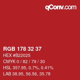 Color code: RGB 178 32 37 | qconv.com