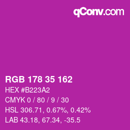 Color code: RGB 178 35 162 | qconv.com