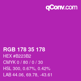 Color code: RGB 178 35 178 | qconv.com