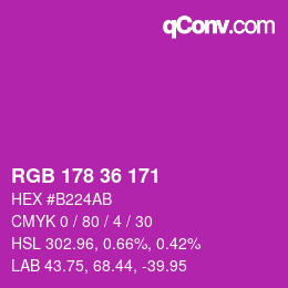 Color code: RGB 178 36 171 | qconv.com