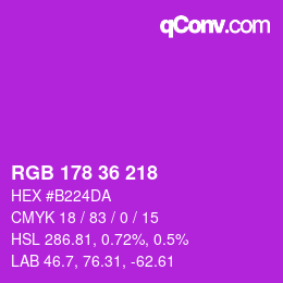 Color code: RGB 178 36 218 | qconv.com