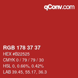 Color code: RGB 178 37 37 | qconv.com