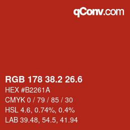 カラーコード: RGB 178 38.2 26.6 | qconv.com