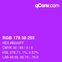 颜色代码: RGB 178 38 255 | qconv.com