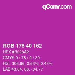 カラーコード: RGB 178 40 162 | qconv.com