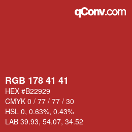 Código de color: RGB 178 41 41 | qconv.com