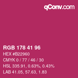 颜色代码: RGB 178 41 96 | qconv.com