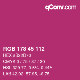 カラーコード: RGB 178 45 112 | qconv.com