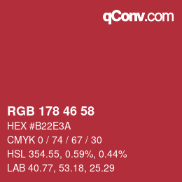 カラーコード: RGB 178 46 58 | qconv.com