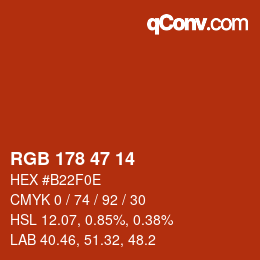 Color code: RGB 178 47 14 | qconv.com