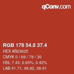 カラーコード: RGB 178 54.8 37.4 | qconv.com