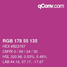 カラーコード: RGB 178 55 135 | qconv.com