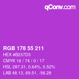 Color code: RGB 178 55 211 | qconv.com