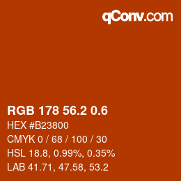 カラーコード: RGB 178 56.2 0.6 | qconv.com