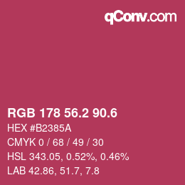 カラーコード: RGB 178 56.2 90.6 | qconv.com