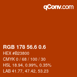 カラーコード: RGB 178 56.6 0.6 | qconv.com