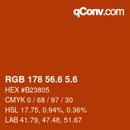 カラーコード: RGB 178 56.6 5.6 | qconv.com