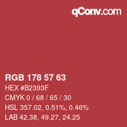 颜色代码: RGB 178 57 63 | qconv.com