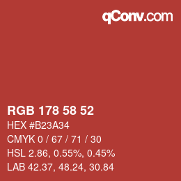 Farbcode: RGB 178 58 52 | qconv.com