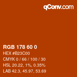カラーコード: RGB 178 60 0 | qconv.com