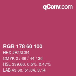 カラーコード: RGB 178 60 100 | qconv.com