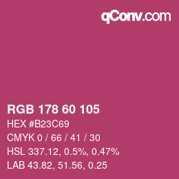 カラーコード: RGB 178 60 105 | qconv.com