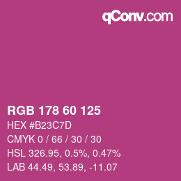 カラーコード: RGB 178 60 125 | qconv.com