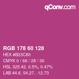 カラーコード: RGB 178 60 128 | qconv.com