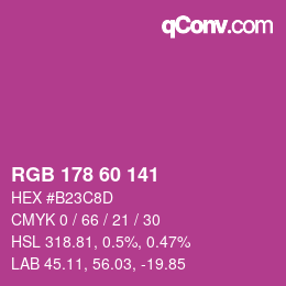 カラーコード: RGB 178 60 141 | qconv.com