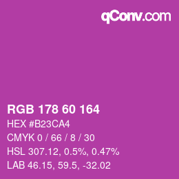 カラーコード: RGB 178 60 164 | qconv.com