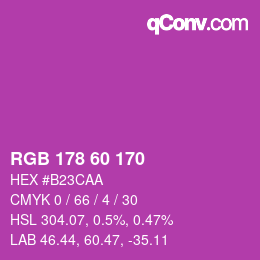 カラーコード: RGB 178 60 170 | qconv.com